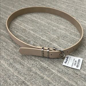 NWT Beige Faux Leather Belt with Silver Buckle